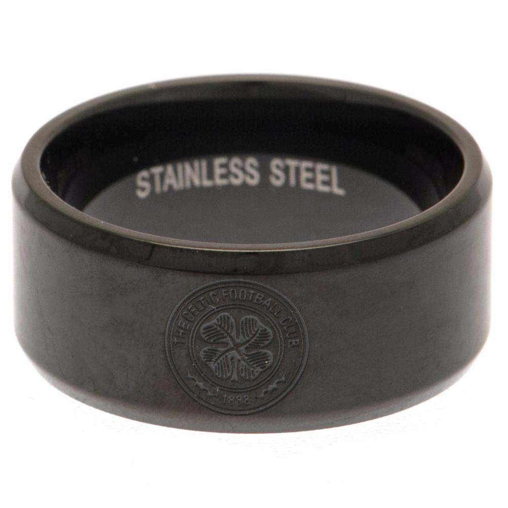 Celtic black Ion plated stainless steel ring engraved with the Celtic crest