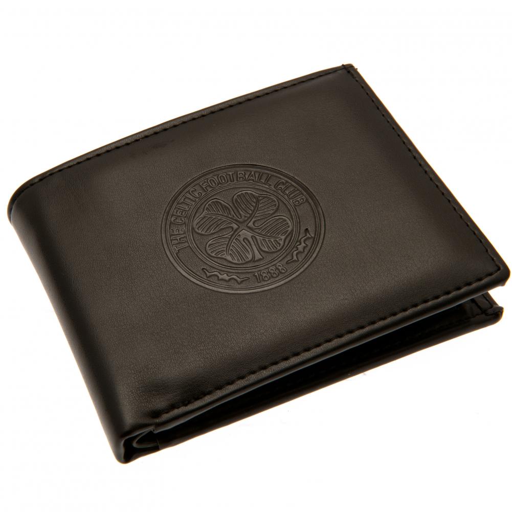 Black Celtic FC PU wallet with a large debossed club crest