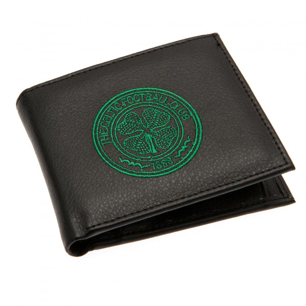 Black Celtic FC PU wallet with a large embroidered club crest