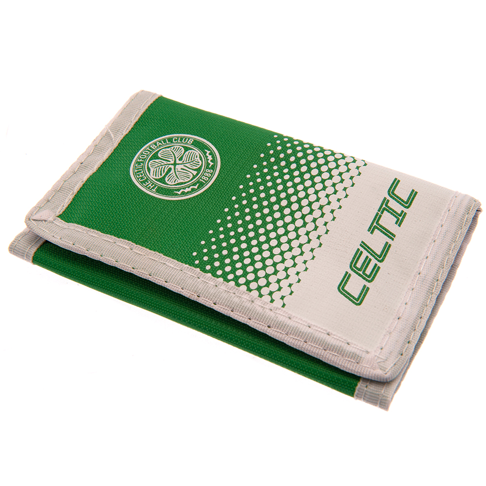 Celtic FC fade design wallet with Celtic text and club crest
