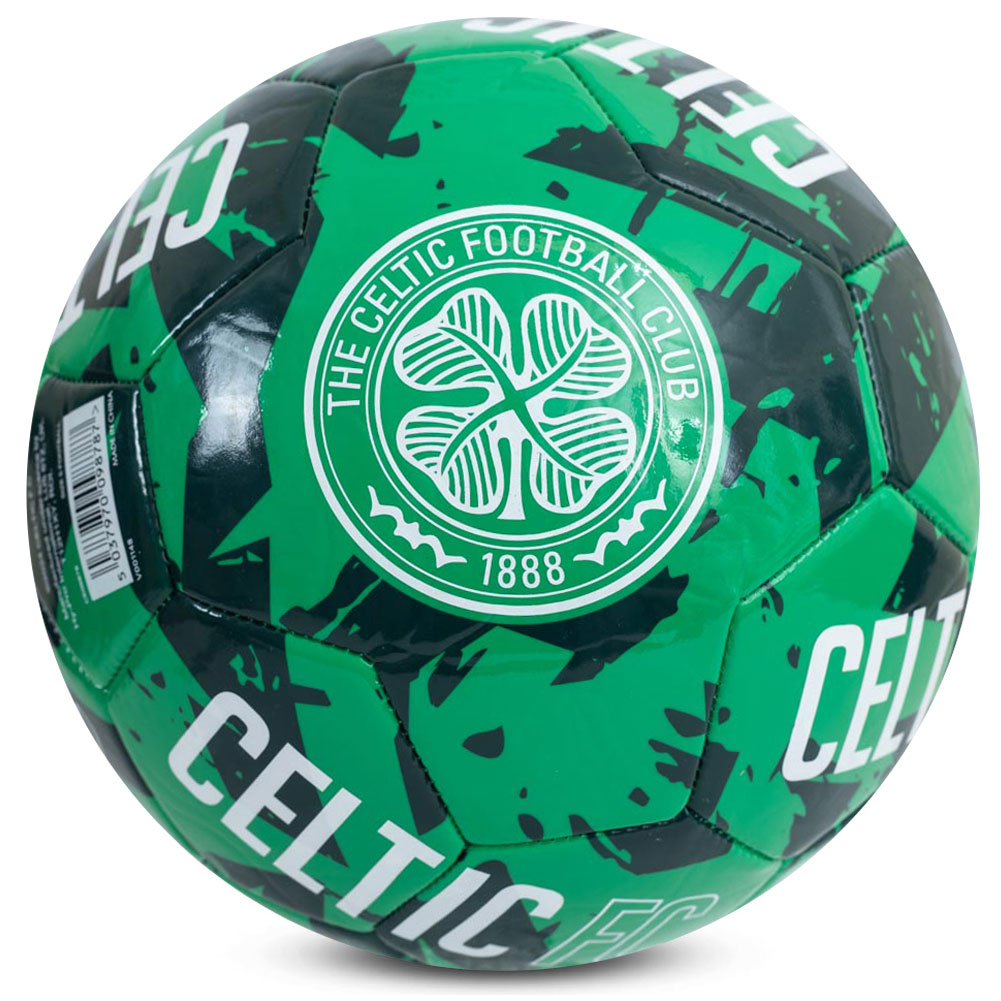 Celtic FC green graffiti design Size 5 football with a white Celtic crest