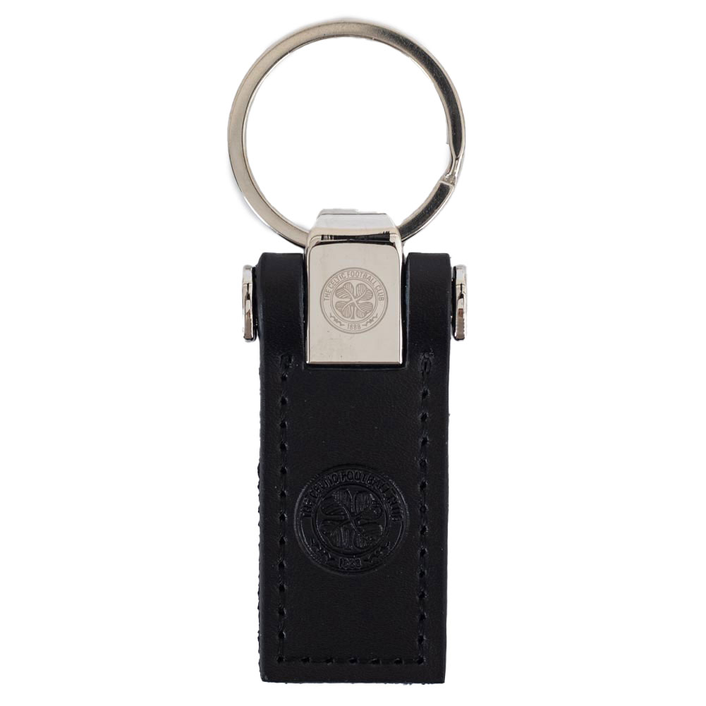 Celtic FC executive leather key fob with a debossed Celtic crest and a metal keeper top