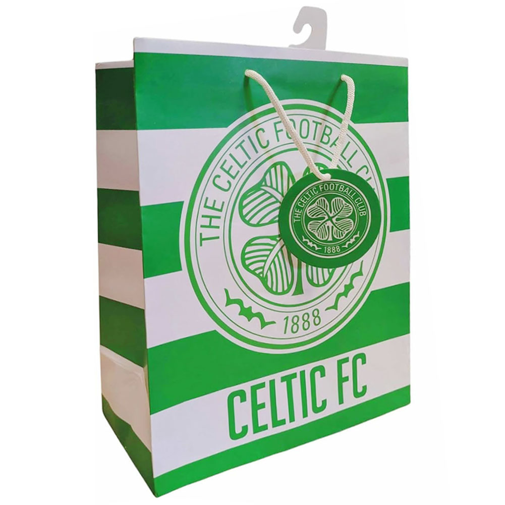 Celtic FC medium colour card gift bag with a full colour Celtic crest and woven string handles