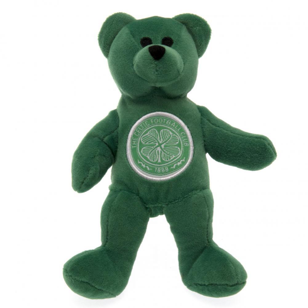 Celtic FC green mini plush bear with stitched features and a large woven club crest