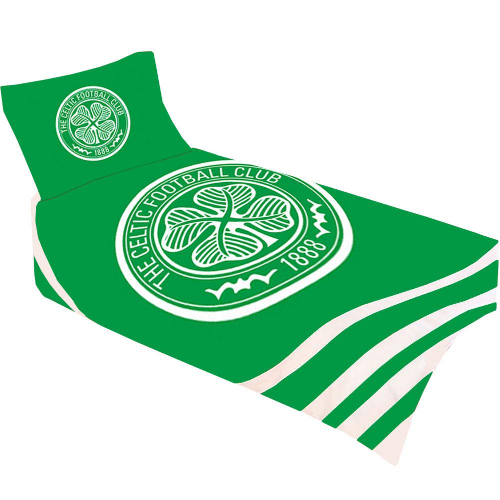 Celtic FC pulse design single duvet cover with a large club crest in the centre and a Celtic crest pillowcase