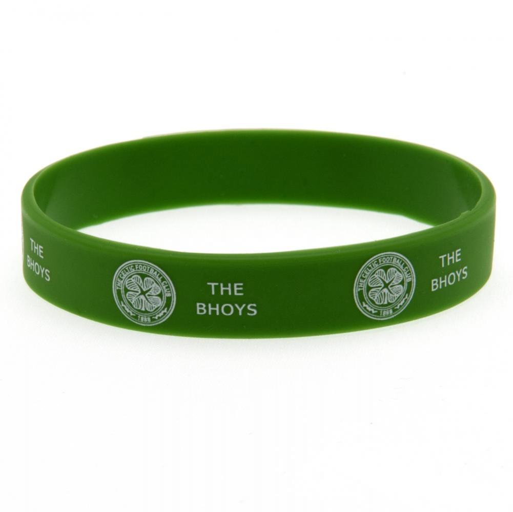 Vibrant green Celtic FC silicone wristband with The Bhoys text and the Celtic club crest design