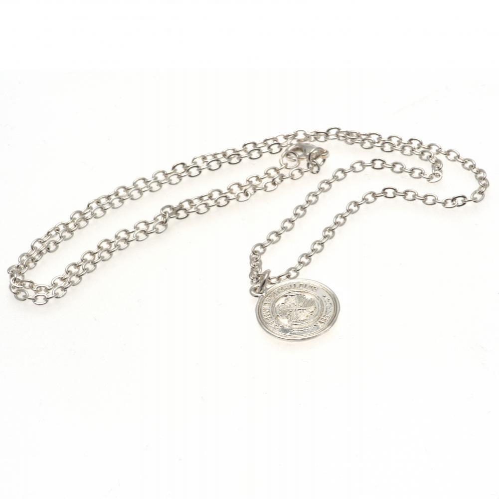Celtic FC silver plated crest pendant on a chain necklace with a lobster clasp, in a cellophane bag
