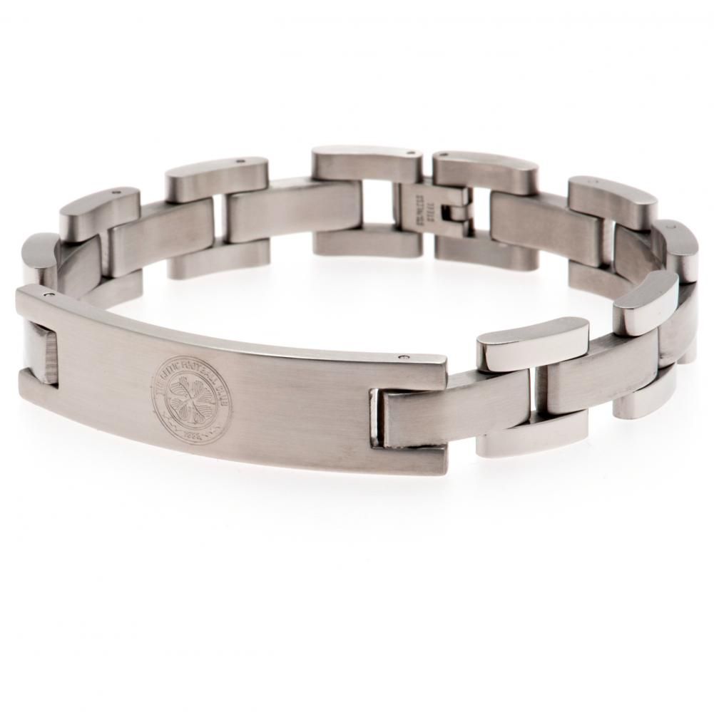 Celtic FC classic stainless steel link bracelet with a club crest plate
