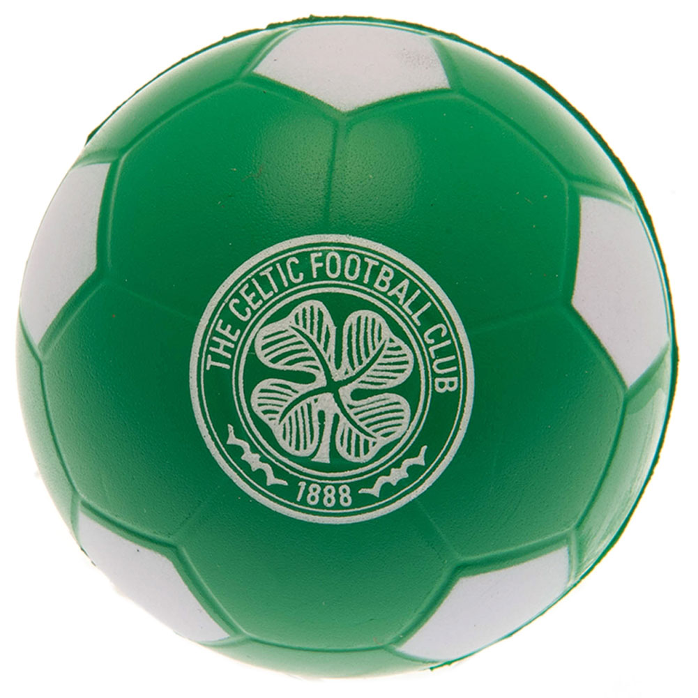 Green and white Celtic FC football design stress ball printed with a full colour Celtic crest