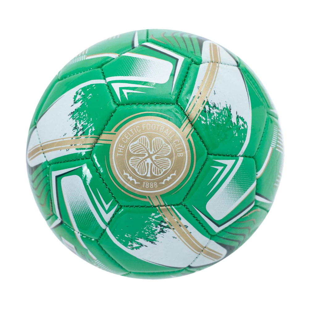 Celtic FC Turbine print green and white 32 panel skill ball with a white Celtic crest