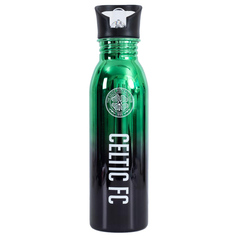 Celtic FC stainless steel UV metallic drinks bottle with a white Celtic crest and text