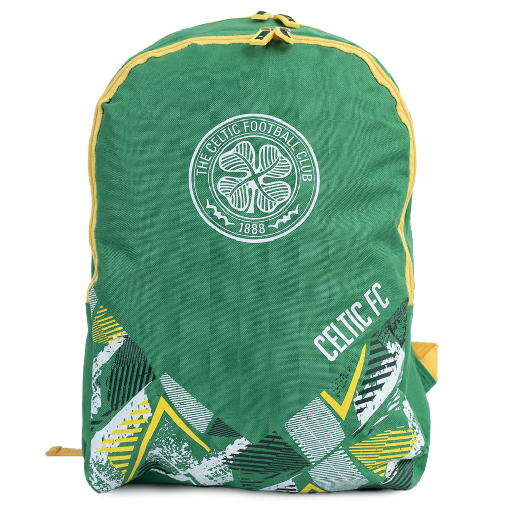Vibrant green Celtic FC Vector backpack with white Celtic text and crest on the front