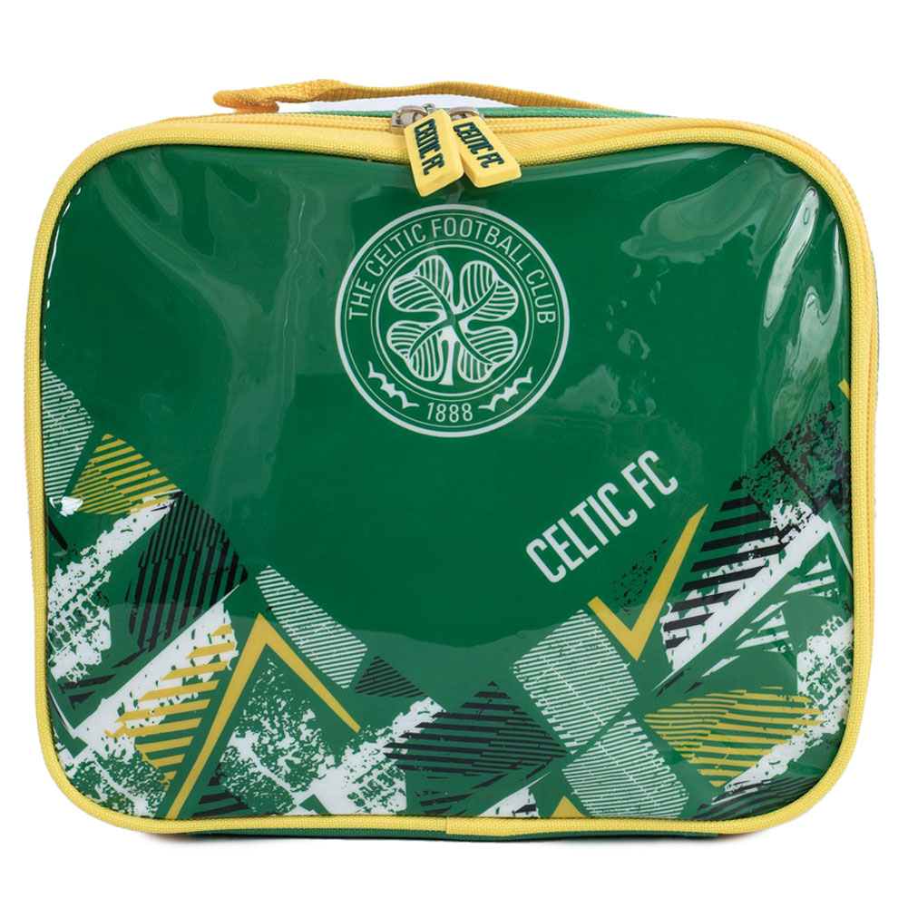 Celtic FC vector design lunch bag with the white club crest on the front and a carry handle