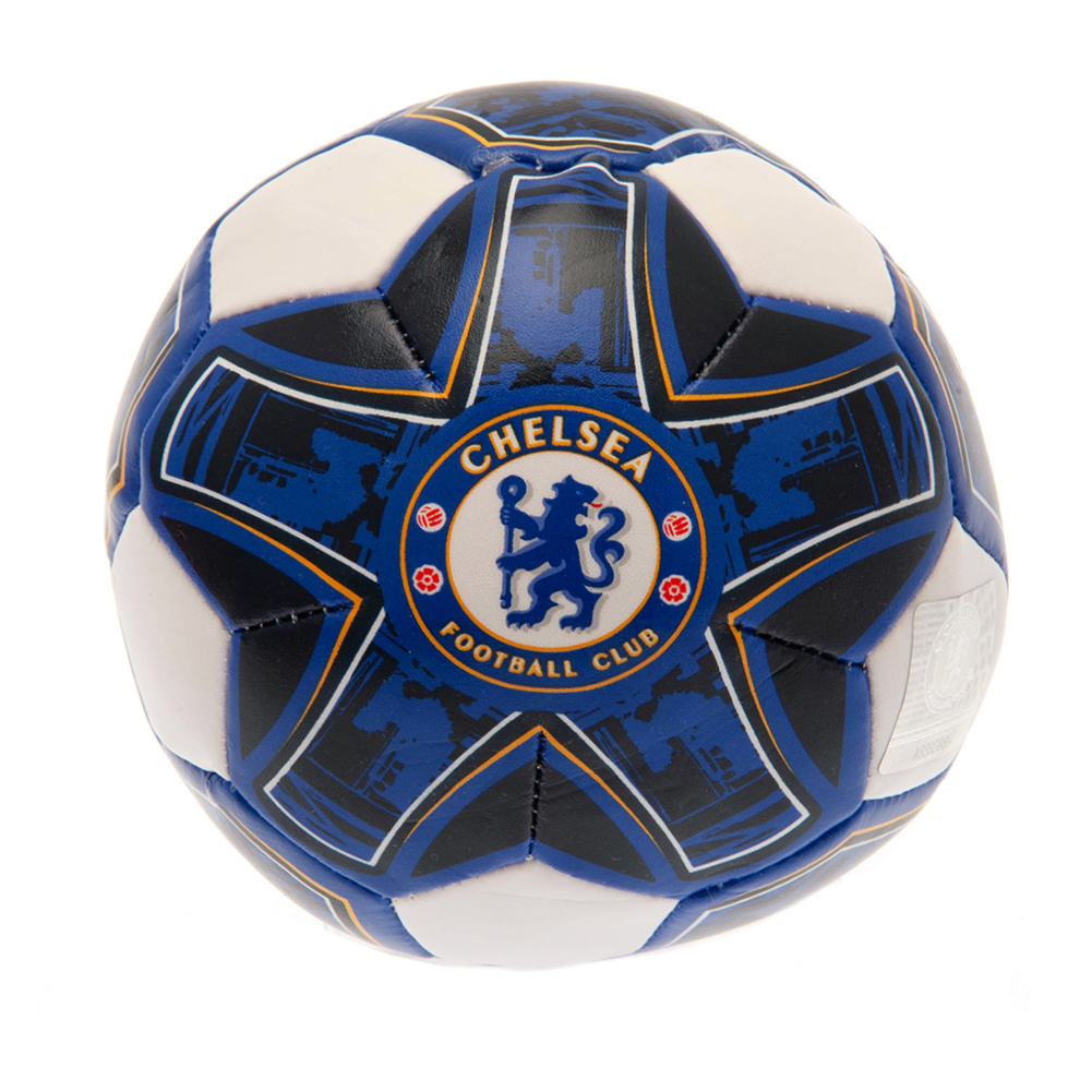Chelsea FC blue and white 4 inch textured soft ball featuring the Chelsea crest