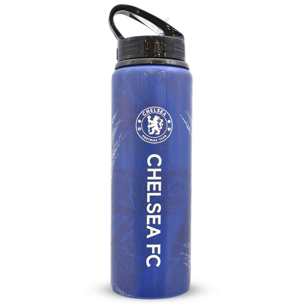 Chelsea FC 750ml HD printed aluminium drinks bottle with the Chelsea crest and text in white