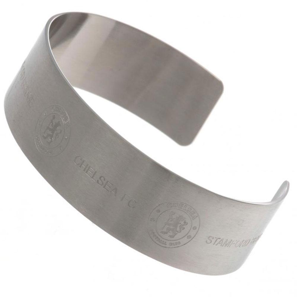 Chelsea FC stainless steel bangle engraved with the club crest and Stamford Bridge text