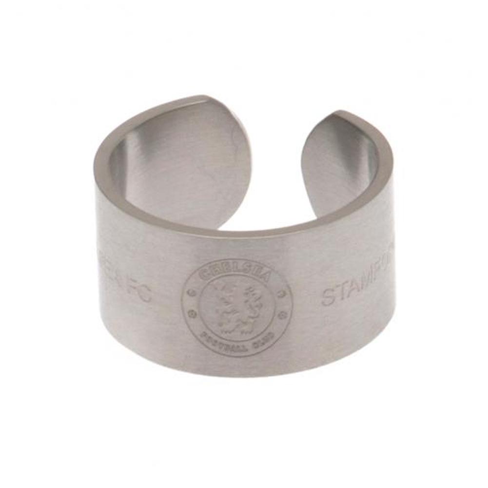Chelsea FC stainless steel bangle style ring engraved with the Chelsea crest, size R