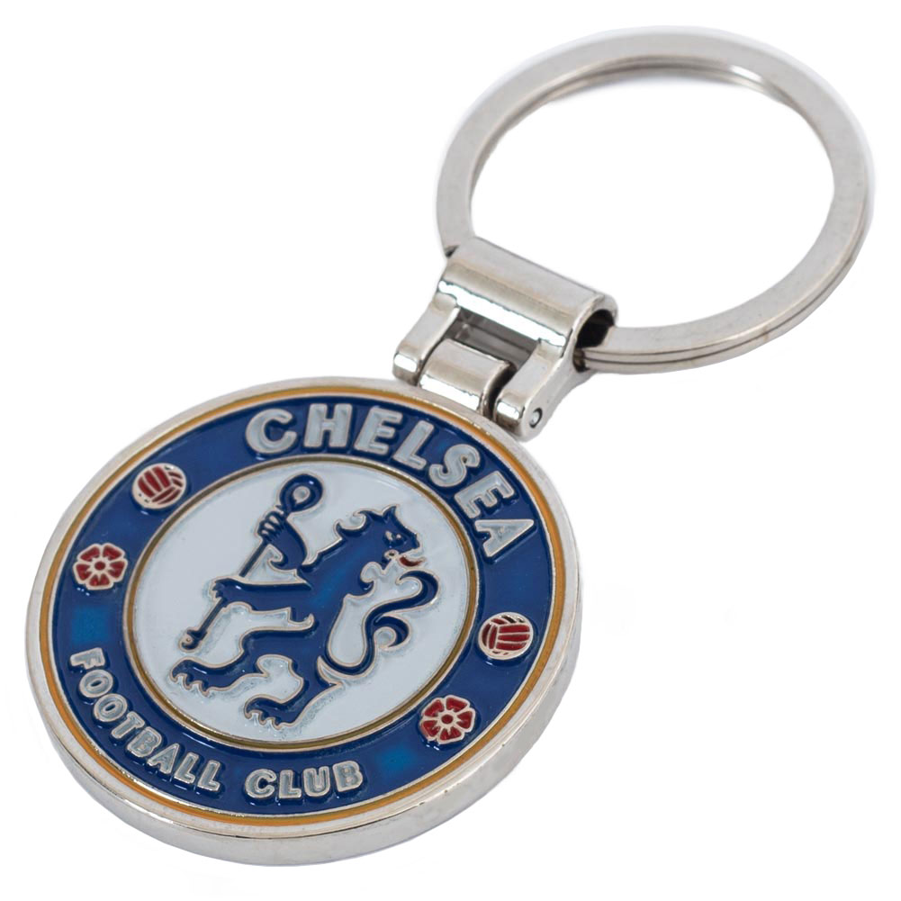 Chelsea executive metal crest shaped keyring with a split ring and full colour enamel infill
