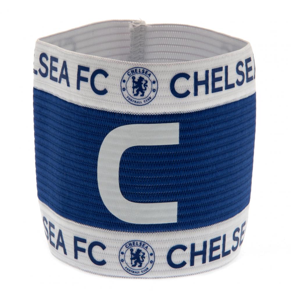 Chelsea FC elasticated captain's armband featuring the club crest in team colours