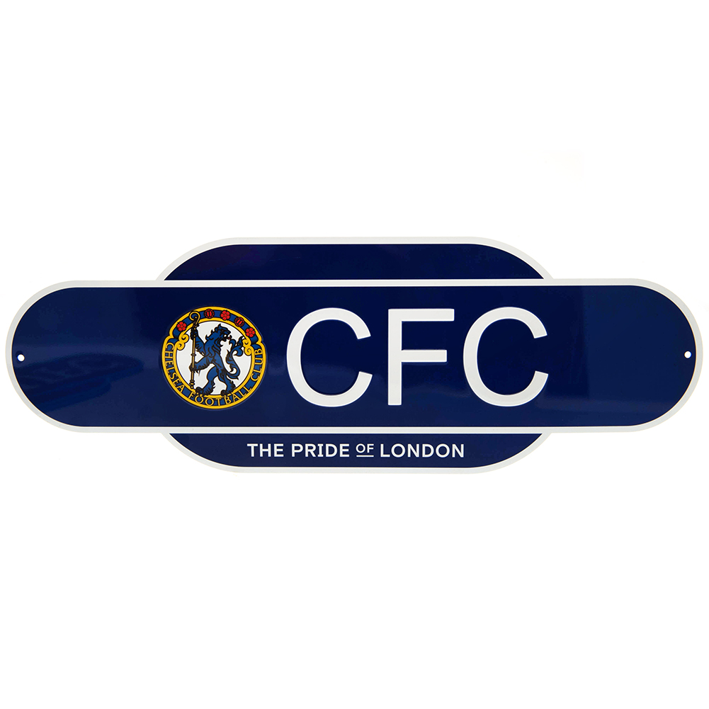 Chelsea FC colour metal hanging sign with a retro Chelsea crest and The Pride Of London text