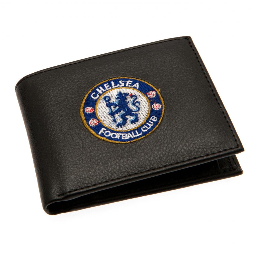 Black Chelsea FC PU wallet with a large embroidered club crest