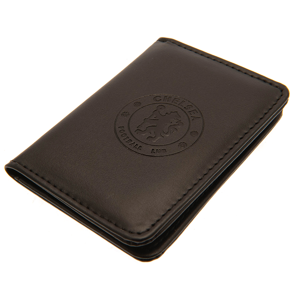 Chelsea FC luxury PU card holder with a debossed Chelsea crest, clear photo pouch and card slots