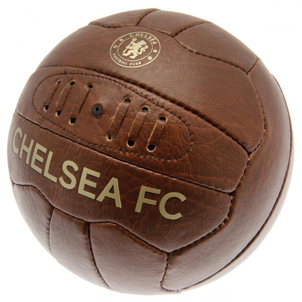 Chelsea FC faux leather effect retro Size 5 football with a gold debossed Chelsea crest and text