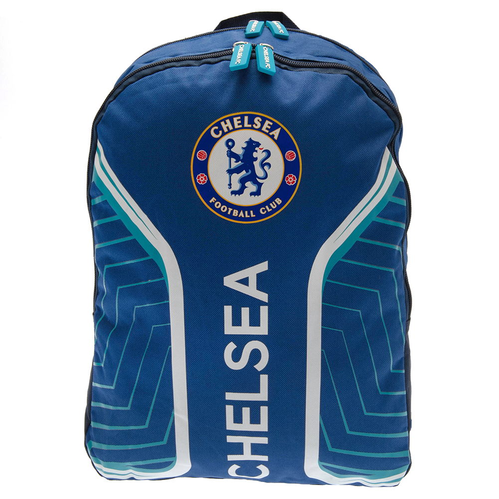 Chelsea FC Flash design backpack with Chelsea text and a full colour crest