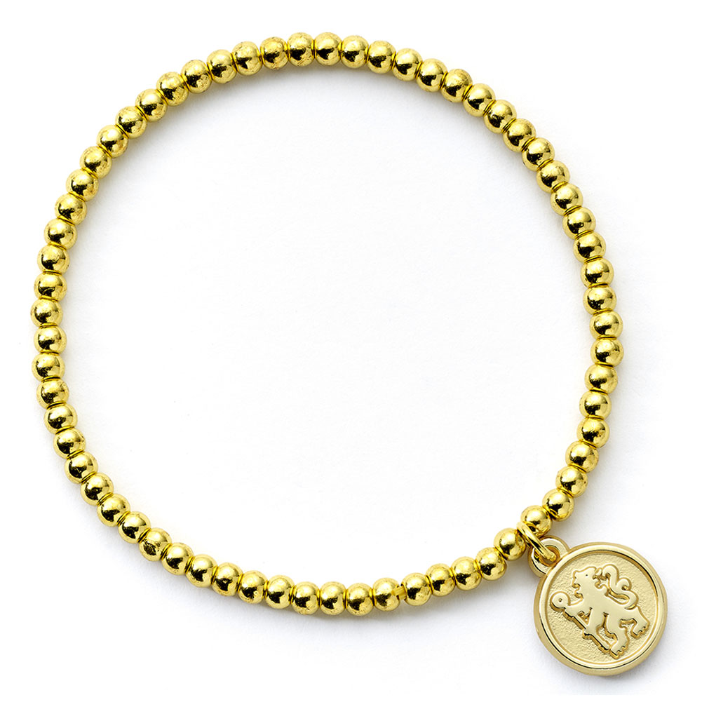 Chelsea FC elasticated gold finish ball bead bracelet with a Chelsea charm