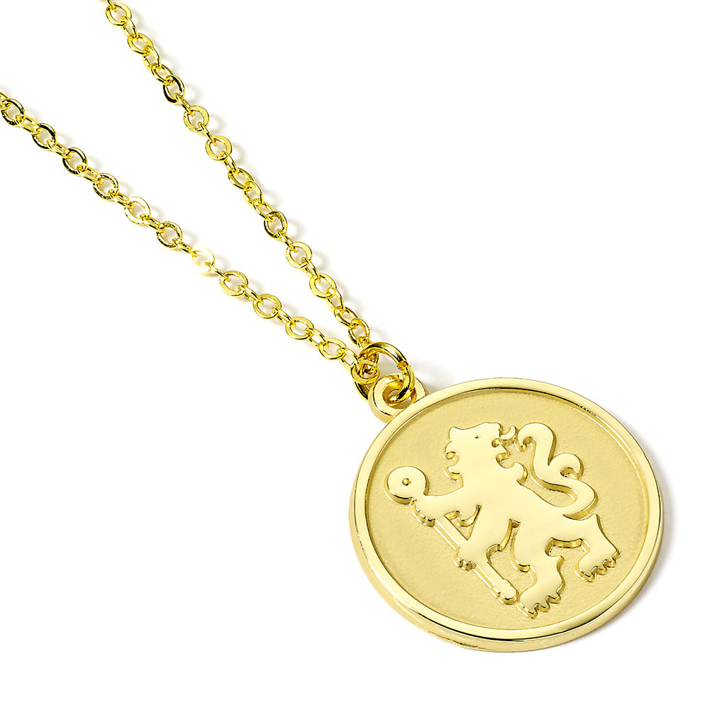 Chelsea FC gold finish necklace with a square crest pendant, shown in a display packet