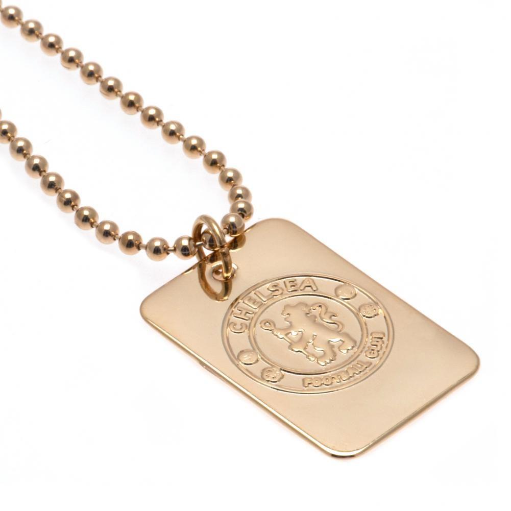 Chelsea FC gold plated dog tag with an embossed club crest and a ball chain