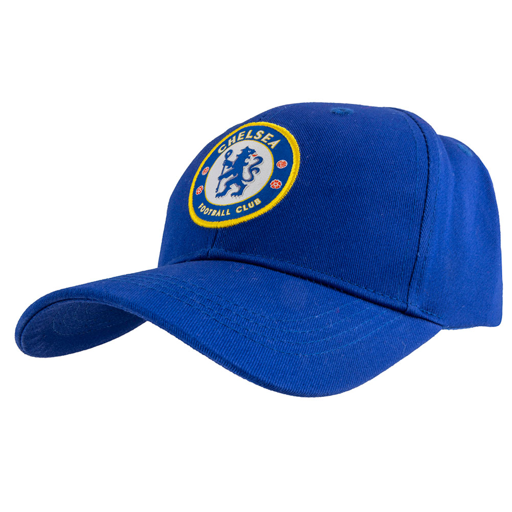 Chelsea FC junior curved brim cap in royal blue with a woven Chelsea crest