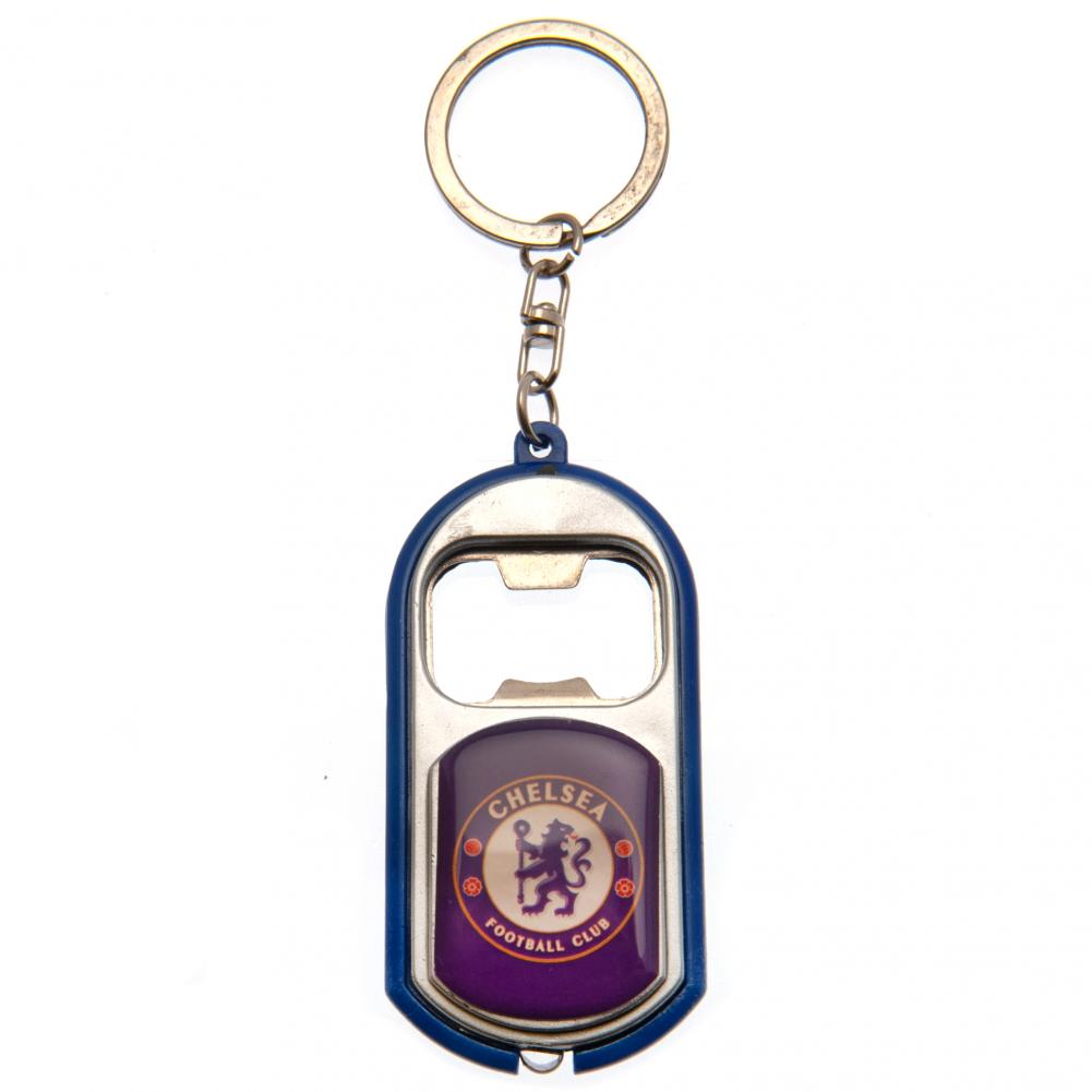 Chelsea FC plastic club crested keyring with a bottle opener and a torch