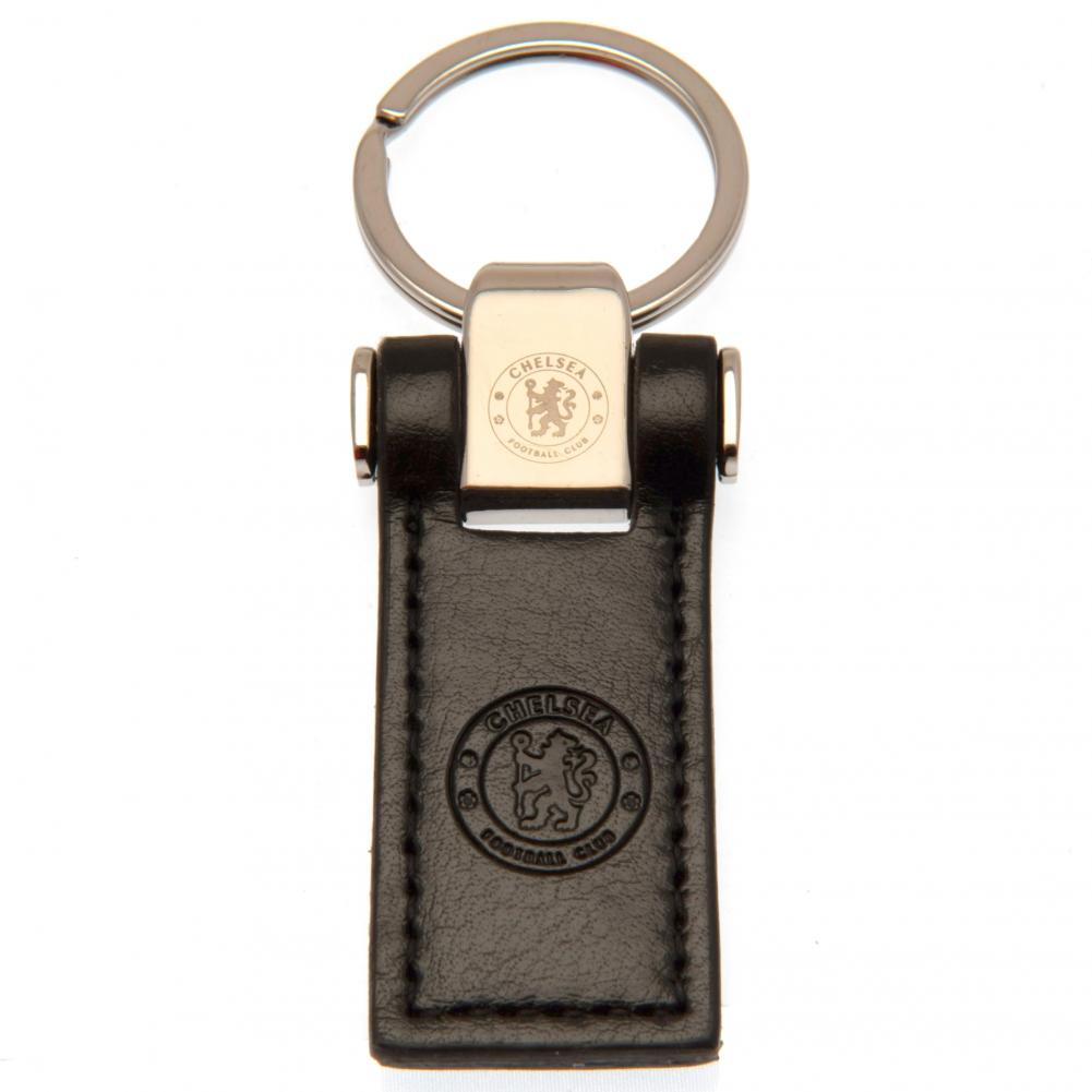 Chelsea FC executive leather key fob with a metal keeper top