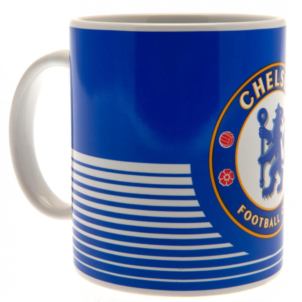 Chelsea FC ceramic mug with a Linea design, a full colour club crest and a white handle