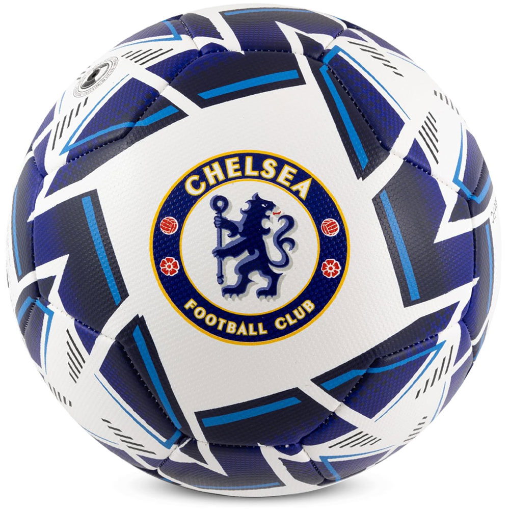 Chelsea FC Nova football in blue and white with a full colour Chelsea crest and textured panels