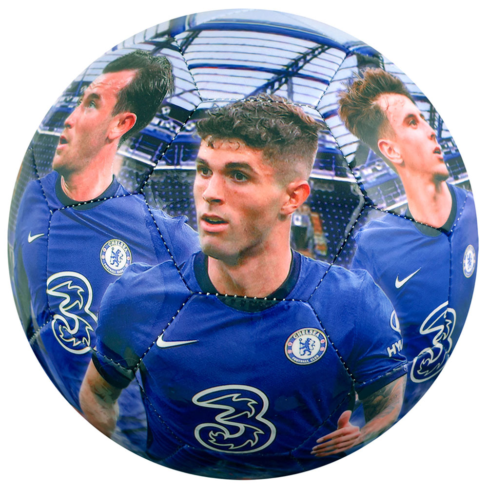 Chelsea FC football with a large full colour digital print of players from the 2020-21 squad