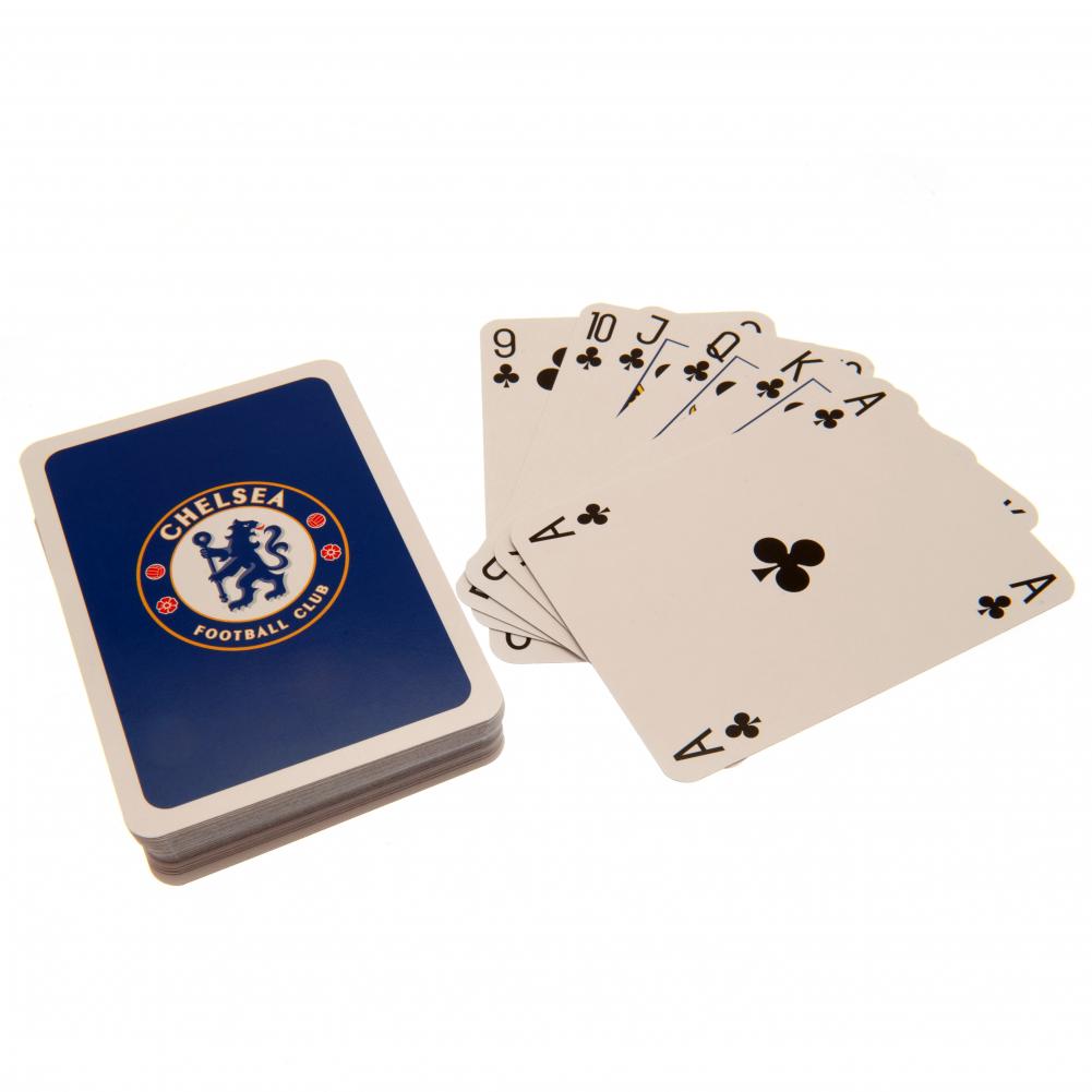 Chelsea FC linen playing cards in a printed card packet, each card adorned with the Chelsea crest