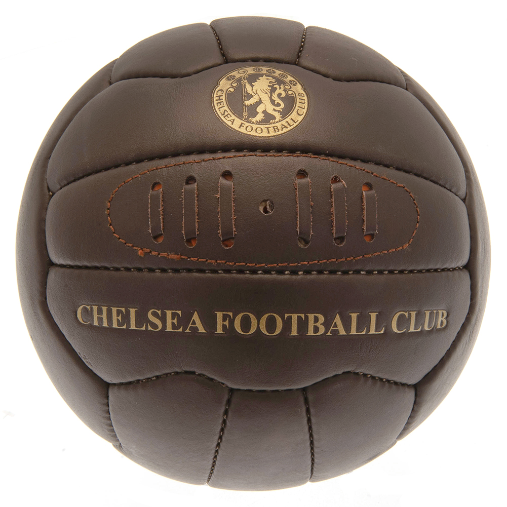Chelsea FC retro heritage football in genuine leather with a gold debossed Chelsea crest and text