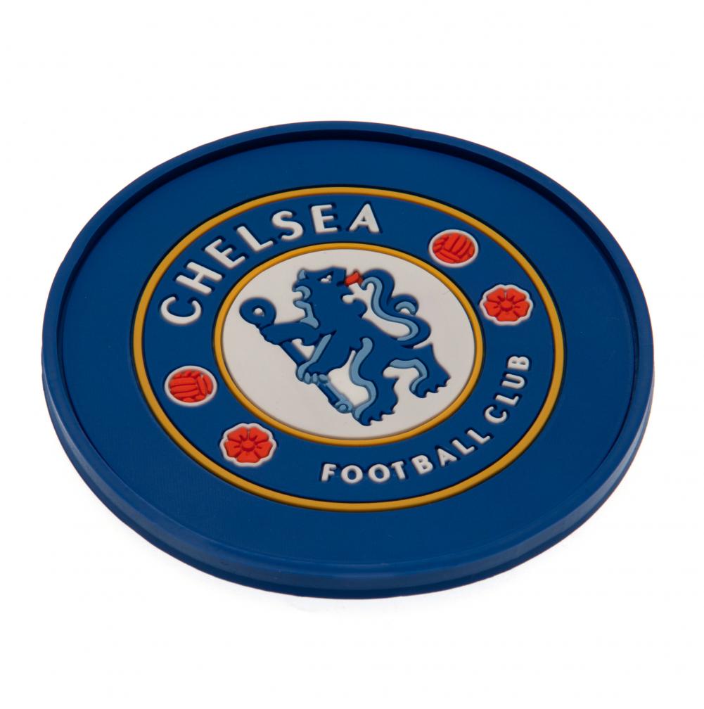 Chelsea FC raised border silicone coaster with a vibrant stamped crest