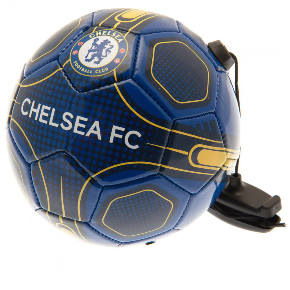 Chelsea FC size 2 blue skills trainer ball with a full colour Chelsea crest, navy detail and cord