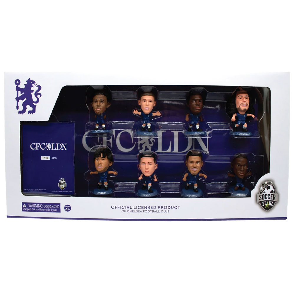 Chelsea FC SoccerStarz 2025-26 season team pack of collectable figures in a classic home kit