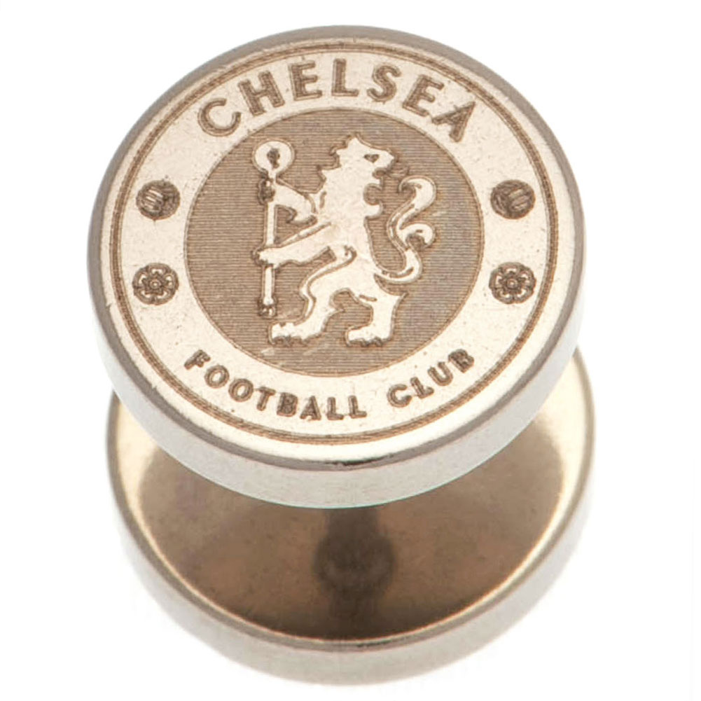 Chelsea FC stainless steel stud earring with a laser printed Chelsea crest