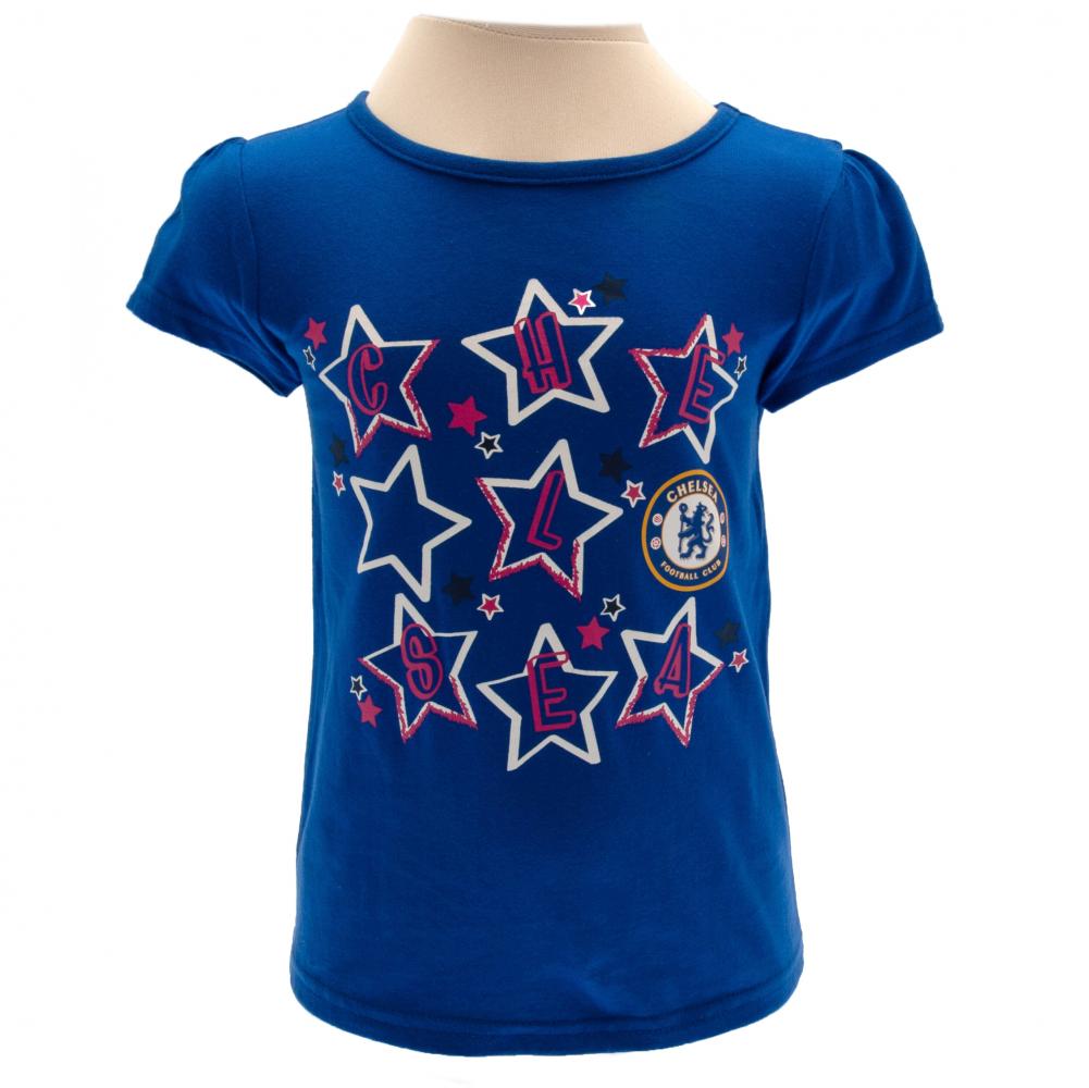 Royal blue Chelsea FC short sleeve T-shirt with a fun star pattern and a Chelsea crest