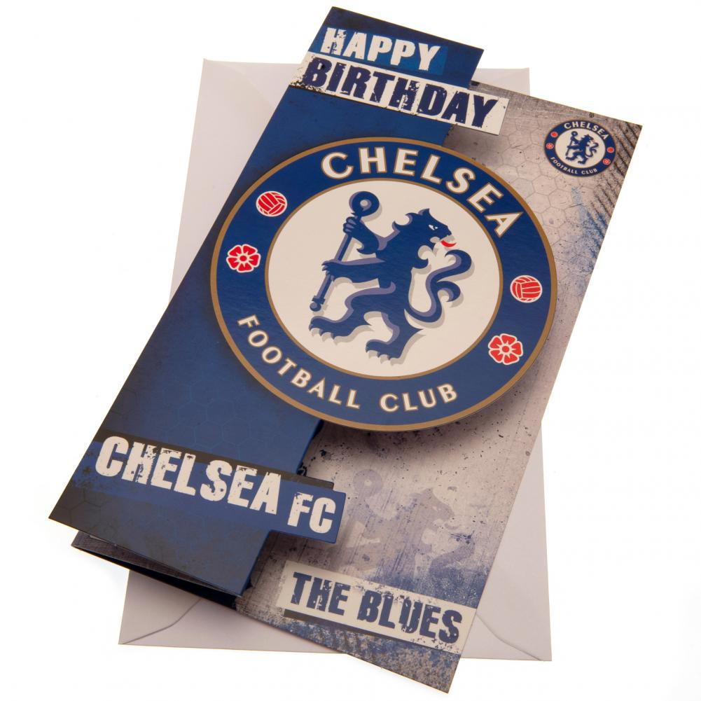 Chelsea FC colourful gloss The Blues birthday card with a graphic design and Chelsea crest