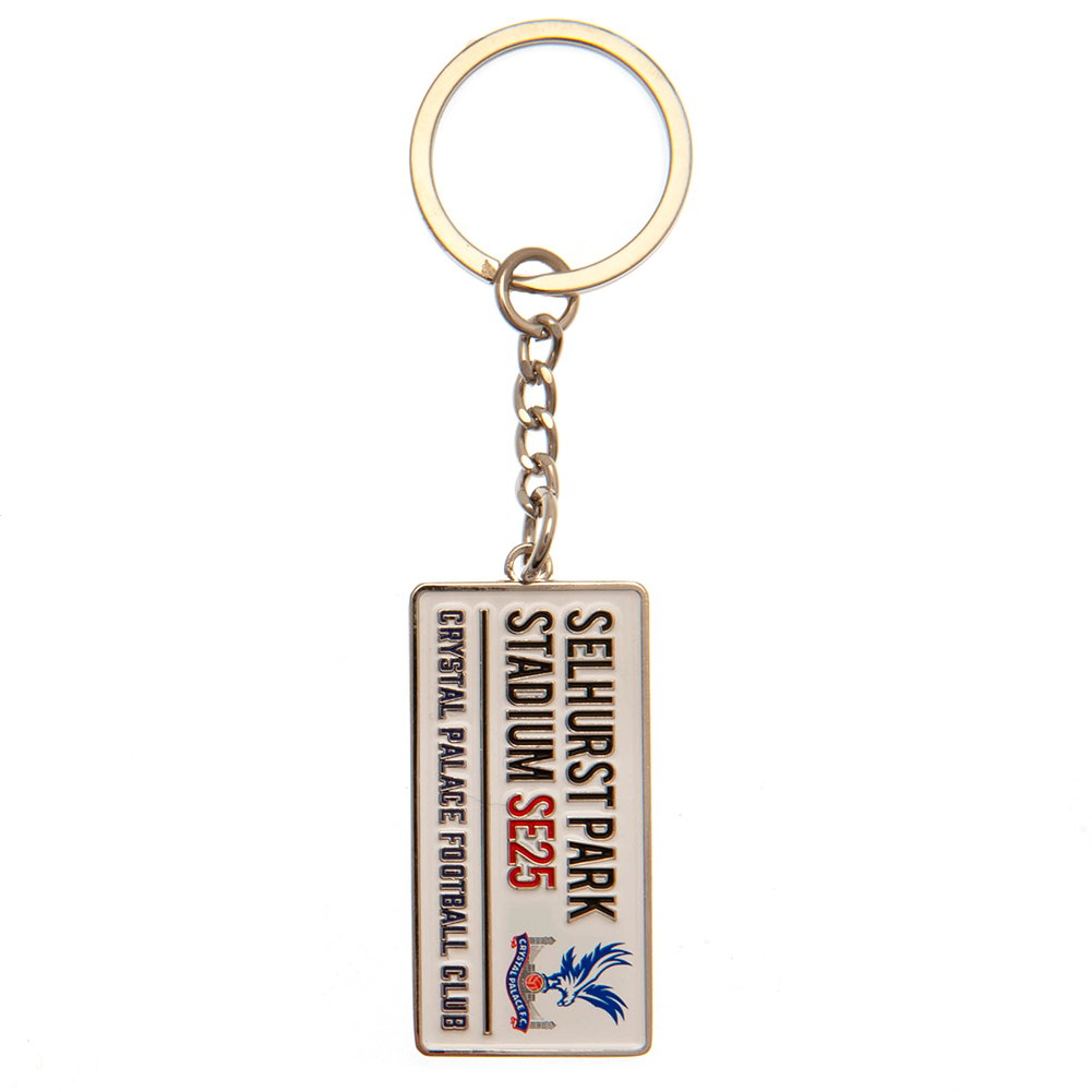 Crystal Palace FC embossed metal rectangular keyring with a full colour enamel street sign design