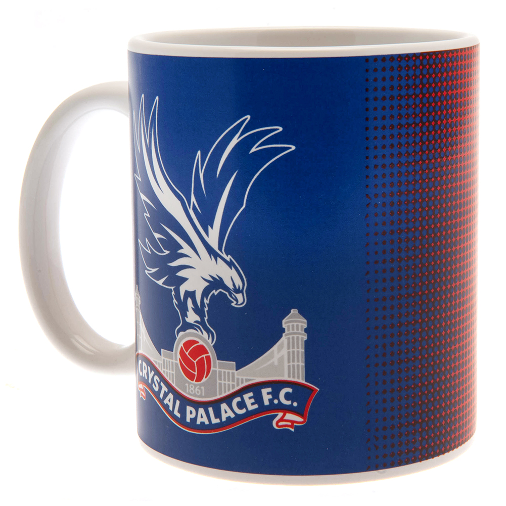 Crystal Palace FC ceramic mug with a halftone design featuring a full colour Palace club crest