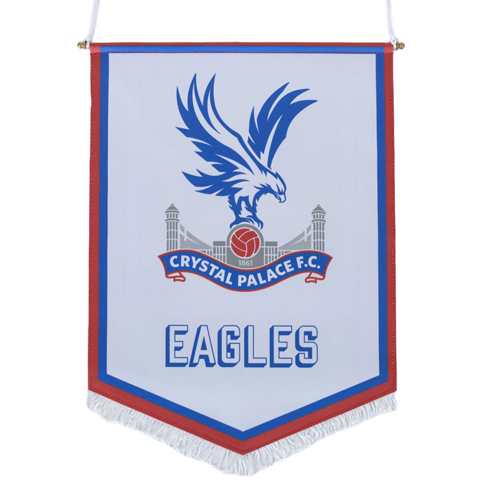 Crystal Palace FC large satin look Eagles pennant with the Palace crest and white tassels