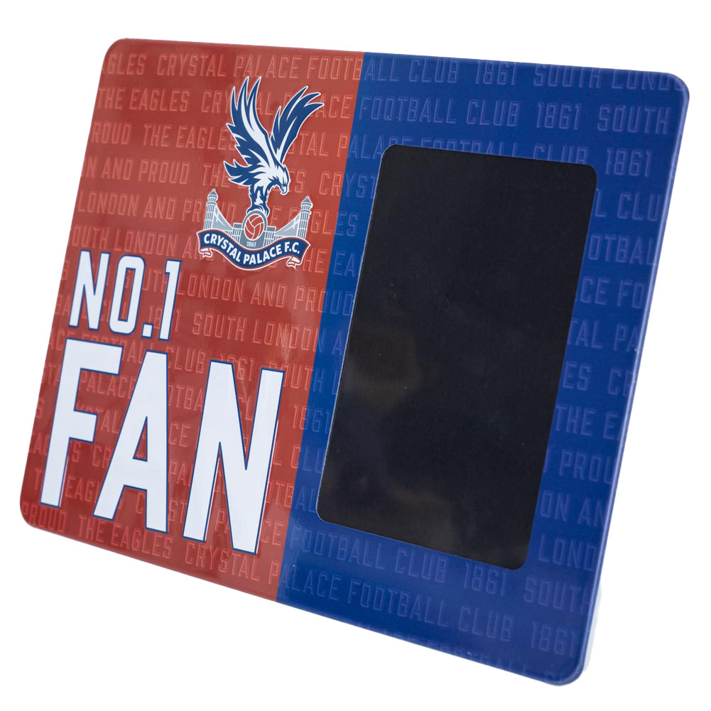 Crystal Palace FC metal photo frame sign with the full colour crest, No.1 FAN text and a portrait photo area