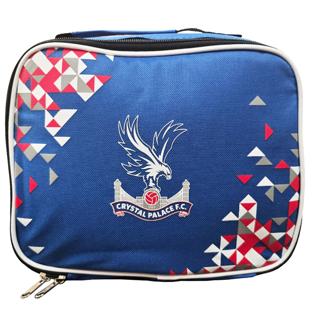 Crystal Palace particle design lunch bag with a full colour club crest, name tag and carry handle